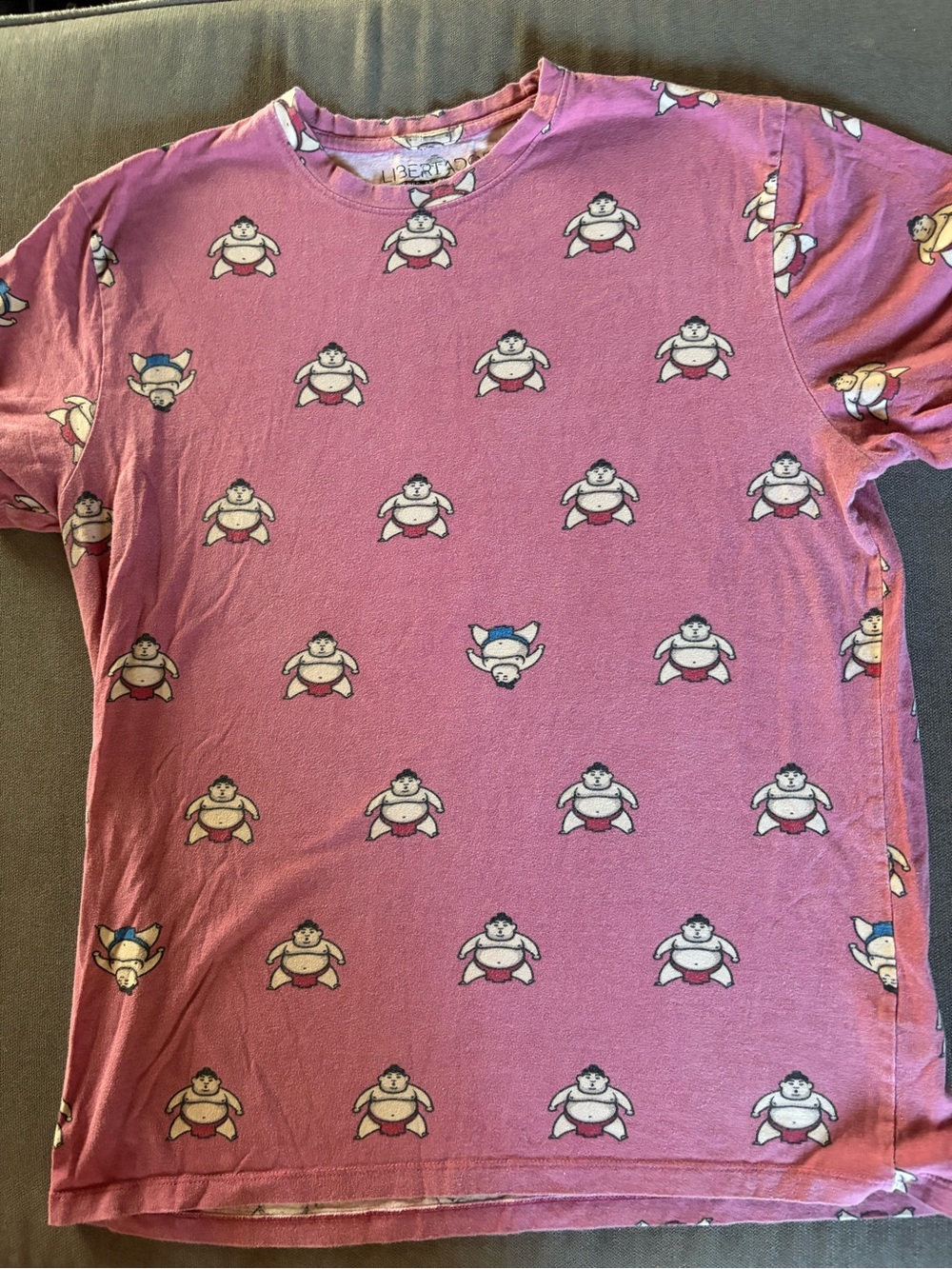 Casual Pink Sumo Print Short Sleeve Tee